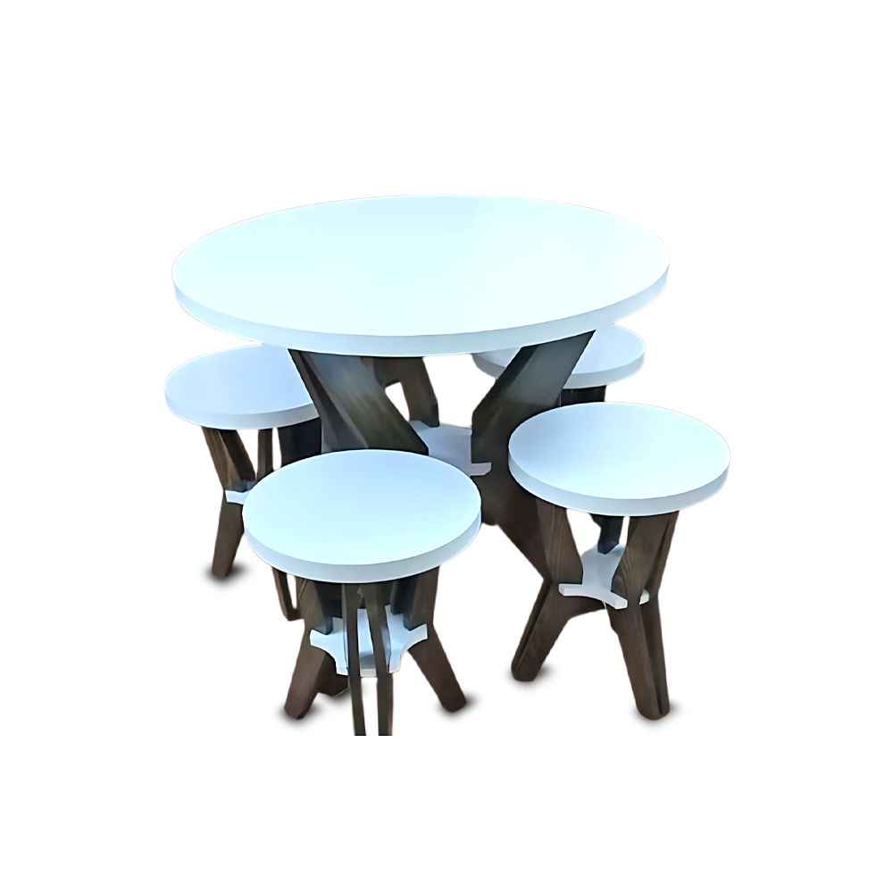 Round Table & 4 Stools Set Dining | Working | Meeting